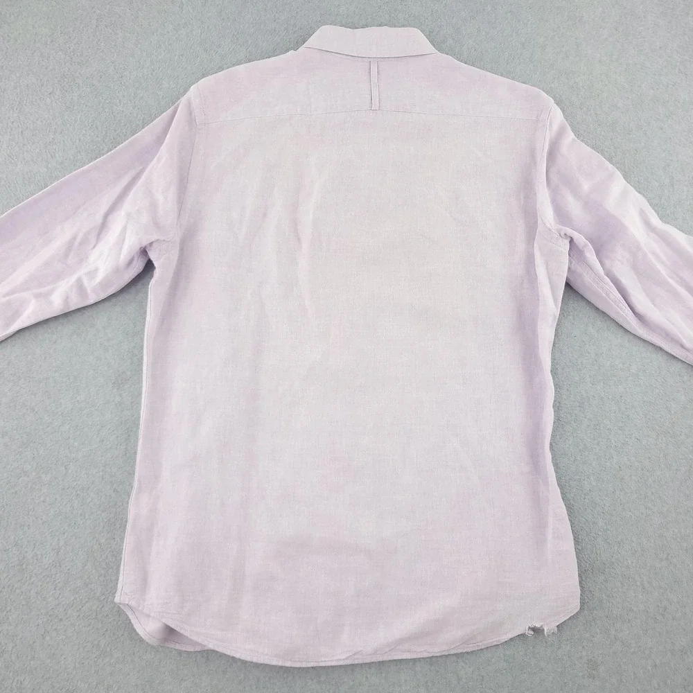 Banana Republic Shirt Mens S Purple Solid Long Sleeve Button Up Linen Cotton